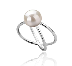 Anillo de perlas Perla de Agua Dulce de calidad AAA de 8 a 9mm en color Blanco