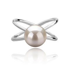 Anillo de perlas Perla de Agua Dulce de calidad AAA de 8 a 9mm en color Blanco