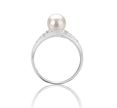 Anillo de perlas Perla de Agua Dulce de calidad AAAA de 6 a 7mm en color Blanco
