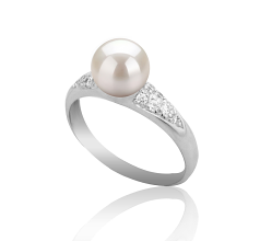 Anillo de perlas Perla de Agua Dulce de calidad AAAA de 6 a 7mm en color Blanco