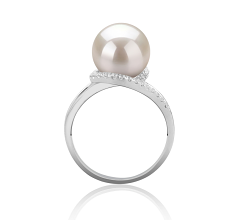 Anillo de perlas Perla de Agua Dulce de calidad AAAA de 9 a 10mm en color Blanco