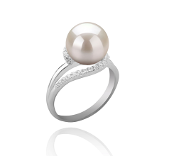 Anillo de perlas Perla de Agua Dulce de calidad AAAA de 9 a 10mm en color Blanco