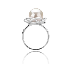 Anillo de perlas Perla de Agua Dulce de calidad AAAA de 9 a 10mm en color Blanco