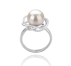 Anillo de perlas Perla de Agua Dulce de calidad AAAA de 9 a 10mm en color Blanco