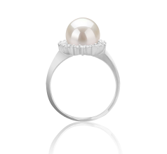 Anillo de perlas Perla de Agua Dulce de calidad AAAA de 8 a 9mm en color Blanco