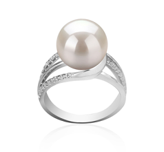 Anillo de perlas Perla de Agua Dulce de calidad AAAA de 10 a 11mm en color Blanco