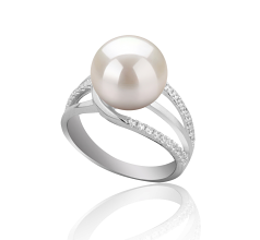 Anillo de perlas Perla de Agua Dulce de calidad AAAA de 10 a 11mm en color Blanco