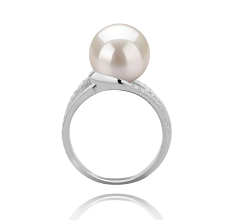 Anillo de perlas Perla de Agua Dulce de calidad AAAA de 10 a 11mm en color Blanco