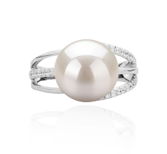 Anillo de perlas Perla de Agua Dulce de calidad AAAA de 10 a 11mm en color Blanco