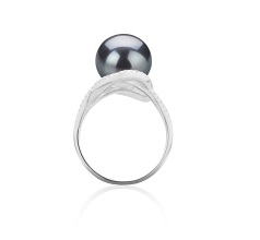 Anillo de perlas Perla Tahití de calidad AAA de 10 a 11mm en color Negro
