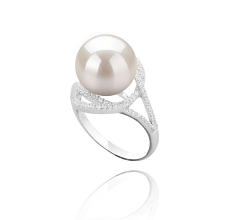 Anillo de perlas Perla de Agua Dulce de calidad AAAA de 10 a 11mm en color Blanco
