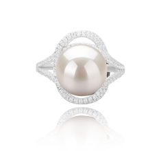 Anillo de perlas Perla de Agua Dulce de calidad AAAA de 10 a 11mm en color Blanco