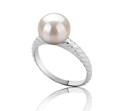Anillo de perlas Perla de Agua Dulce de calidad AAAA de 8 a 9mm en color Blanco