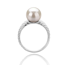 Anillo de perlas Perla de Agua Dulce de calidad AAAA de 8 a 9mm en color Blanco