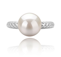 Anillo de perlas Perla de Agua Dulce de calidad AAAA de 8 a 9mm en color Blanco