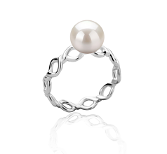 Anillo de perlas Perla de Agua Dulce de calidad AAAA de 7 a 8mm en color Blanco