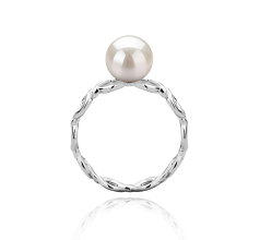 Anillo de perlas Perla de Agua Dulce de calidad AAAA de 7 a 8mm en color Blanco