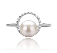 Anillo de perlas Perla de Agua Dulce de calidad AAAA de 6 a 7mm en color Blanco