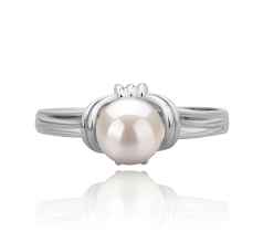 Anillo de perlas Perla de Agua Dulce de calidad AAAA de 6 a 7mm en color Blanco