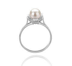 Anillo de perlas Perla de Agua Dulce de calidad AAAA de 6 a 7mm en color Blanco