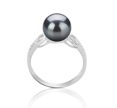 Anillo de perlas Perla de Agua Dulce de calidad AAAA de 8 a 9mm en color Negro