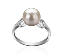 Anillo de perlas Perla de Agua Dulce de calidad AAAA de 8 a 9mm en color Blanco