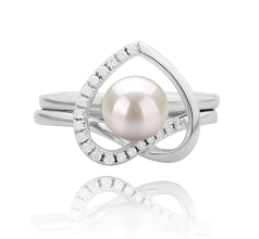 Anillo de perlas Perla de Agua Dulce de calidad AAAA de 6 a 7mm en color Blanco