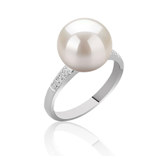 Anillo de perlas Perla de Agua Dulce de calidad AAAA de 10 a 11mm en color Blanco