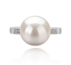 Anillo de perlas Perla de Agua Dulce de calidad AAAA de 10 a 11mm en color Blanco