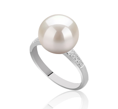 Anillo de perlas Perla de Agua Dulce de calidad AAAA de 10 a 11mm en color Blanco