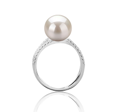 Anillo de perlas Perla de Agua Dulce de calidad AAAA de 9 a 10mm en color Blanco