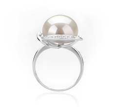 Anillo de perlas Perla de Agua Dulce de calidad AAA de 11 a 12mm en color Blanco