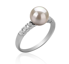 Anillo de perlas Perla Akoya Japonesa de calidad AAA de 7 a 8mm en color Blanco