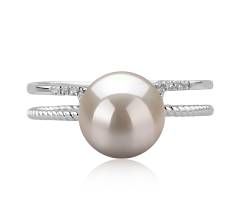 Anillo de perlas Perla Akoya Japonesa de calidad AAA de 8 a 9mm en color Blanco
