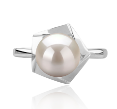 Anillo de perlas Perla de Agua Dulce de calidad AAA de 8 a 9mm en color Blanco
