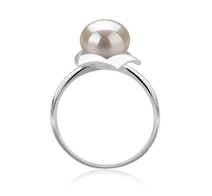 Anillo de perlas Perla de Agua Dulce de calidad AAA de 8 a 9mm en color Blanco