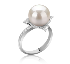 Anillo de perlas Perla de Agua Dulce de calidad AAAA de 10 a 11mm en color Blanco