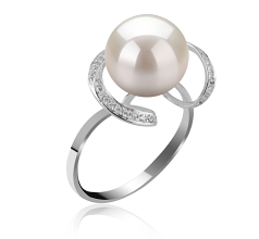 Anillo de perlas Perla de Agua Dulce de calidad AAAA de 10 a 11mm en color Blanco
