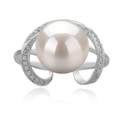 Anillo de perlas Perla de Agua Dulce de calidad AAAA de 10 a 11mm en color Blanco