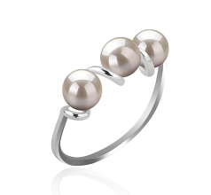 Anillo de perlas Perla de Agua Dulce de calidad AAAA de 5 a 6mm en color Blanco