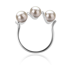 Anillo de perlas Perla de Agua Dulce de calidad AAAA de 5 a 6mm en color Blanco