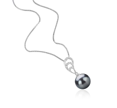 Colgante de perlas Perla Tahití de calidad AAA de 10 a 11mm en color Negro