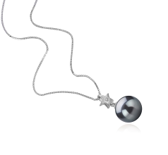 Colgante de perlas Perla Tahití de calidad AAA de 9 a 10mm en color Negro