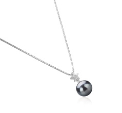 Colgante de perlas Perla Tahití de calidad AAA de 9 a 10mm en color Negro