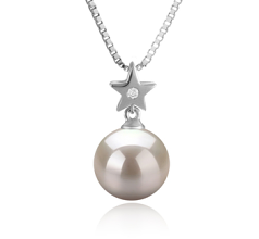 Colgante de perlas Perla de Agua Dulce de calidad AAAA de 9 a 10mm en color Blanco