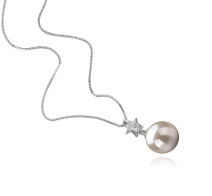 Colgante de perlas Perla de Agua Dulce de calidad AAAA de 9 a 10mm en color Blanco