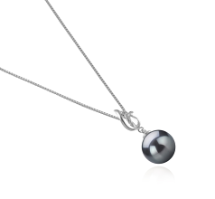 Colgante de perlas Perla Tahití de calidad AAA de 9 a 10mm en color Negro