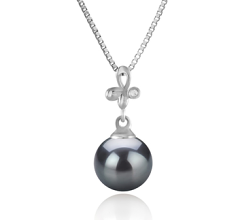 Colgante de perlas Perla Akoya Japonesa de calidad AA de 7 a 8mm en color Negro
