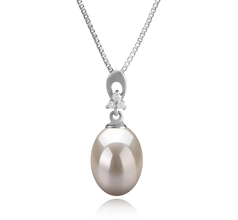 Colgante de perlas Perla de Agua Dulce de calidad AAA de 9 a 10mm en color Blanco