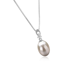 Colgante de perlas Perla de Agua Dulce de calidad AAA de 9 a 10mm en color Blanco